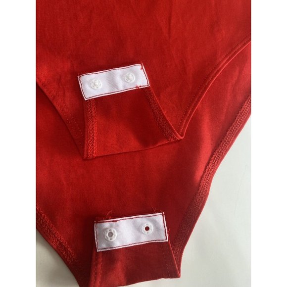 Brand New Women’s Long Sleeve Solid Red Square Neck Bodysuit, Size Medium - Picture 9 of 9